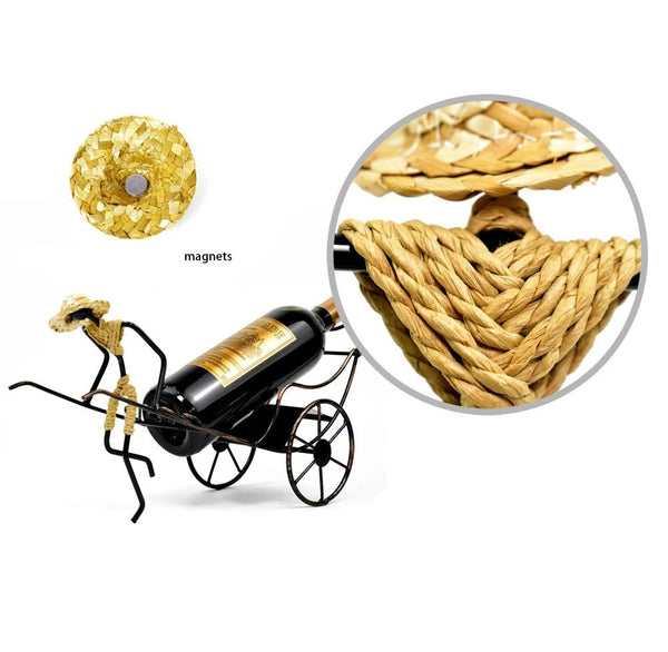 Porte Bouteille Charette | Gold & Black