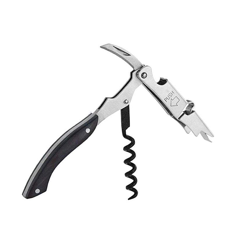 Lot De 4 Tire-bouchons Sommelier 3 En 1 - Inox, Avec Décapsuleur Et Coupe-capsule - Double Charnière Pour Levier Facile - 5