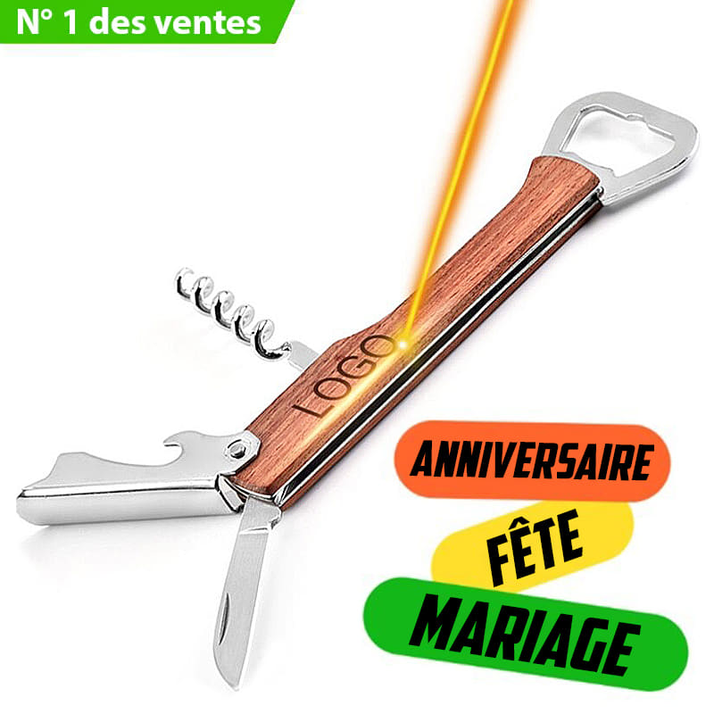 Tire-Bouchon Sommelier Professionnel 3 En 1 – Acier Inox & Palissandre, Décapsuleur + Coupe-Capsule Intégré