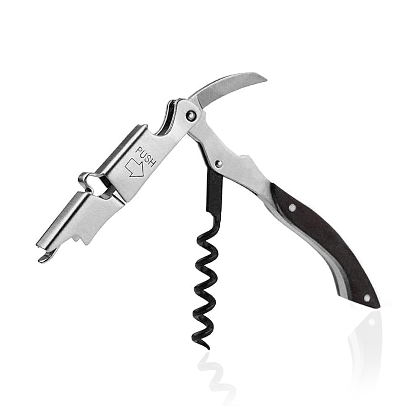 Lot De 4 Tire-bouchons Sommelier 3 En 1 - Inox, Avec Décapsuleur Et Coupe-capsule - Double Charnière Pour Levier Facile - 1