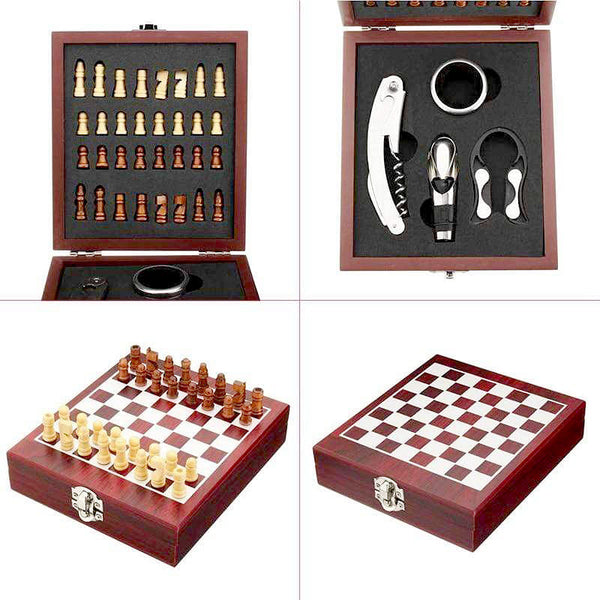 SHOP-STORY - Ensemble d'accessoires à vin et échiquier en coffret (37  pièces) Cadeau idéal pour les fans de vin et d'échecs - Accessoire autour  du vin - Achat & prix